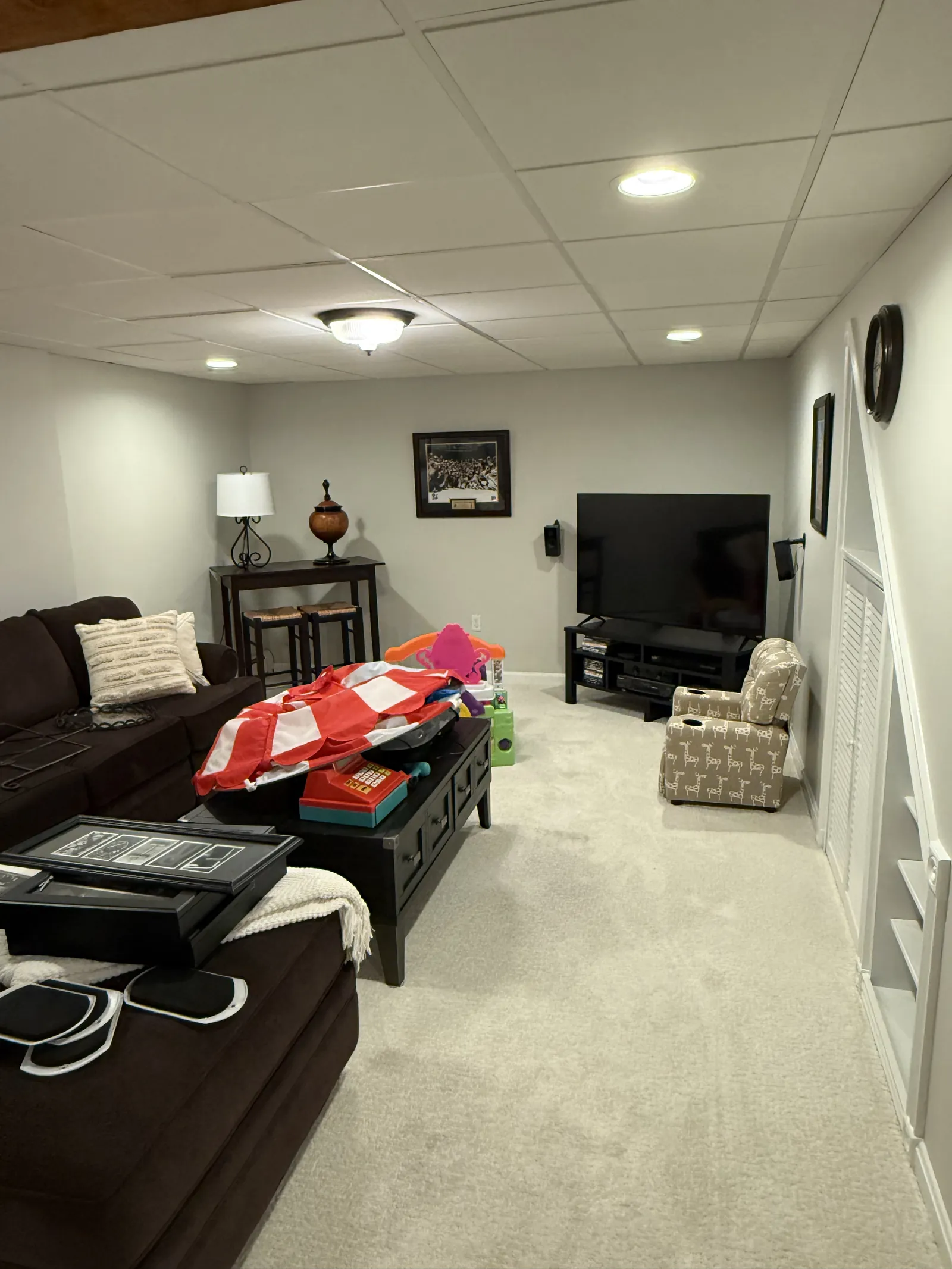 Interior Painting by JH Painting Services in North Andover, MA - basement family room, gym, mudroom and stairwell